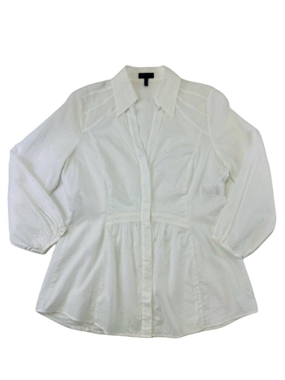 Escada tissue cotton semi sheer three quarter sleeve womens blouse Small